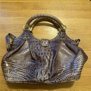 Brahmin Large Brown Croc Embossed Leather Bag